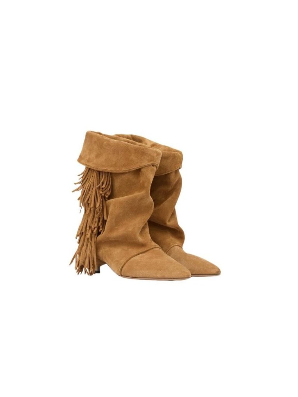 Womens Slouchy Fold Over Ankle Boots Suede Kitten Heel Booties